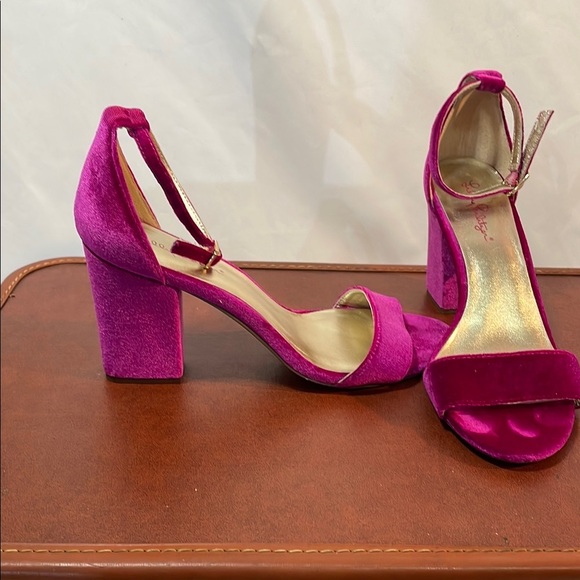 Lilly Pulitzer Women’s 10 Velvet Pink Fuschia Elegant Ankle Stap Open Toe Heels - Picture 3 of 14